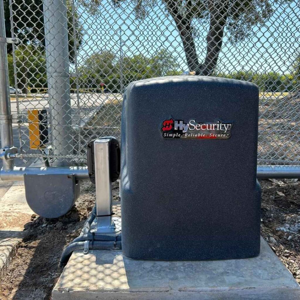 HySecurity slide gate operator at a chain link gate